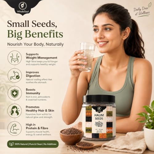 Image of WholeSoul Halim Seeds 200g | Garden Cress Seeds for Weight Loss Iron Rich Superfood | Improves Digestion, Immunity Hair & Skin Health | High Fiber & Protein