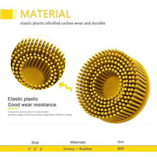 Image of HIEMIE Tools Bristle Disc Set includ 3 inch 2 inch 1 inch Grit 80#,with 3 inch 2 inch 1 inch Shank Attachment Abrasive Coating Removal Disc for Metal