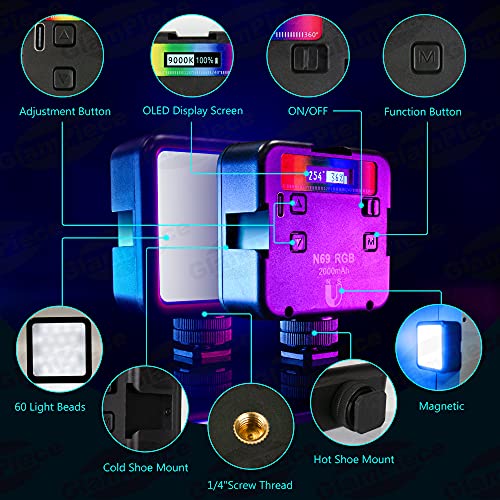 GlamPiece Videokonferenz Licht LED RGB,Dimmbare Videoleuchte 2500K-9000K, Selfie Licht mit Clip und Stativ, Mini Led… – Bild 4