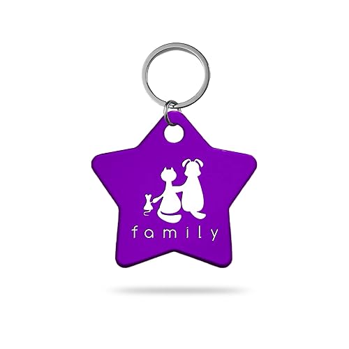 MACOS Engraved Personalised Star Pet Tag for Dogs and Cats [Purple]