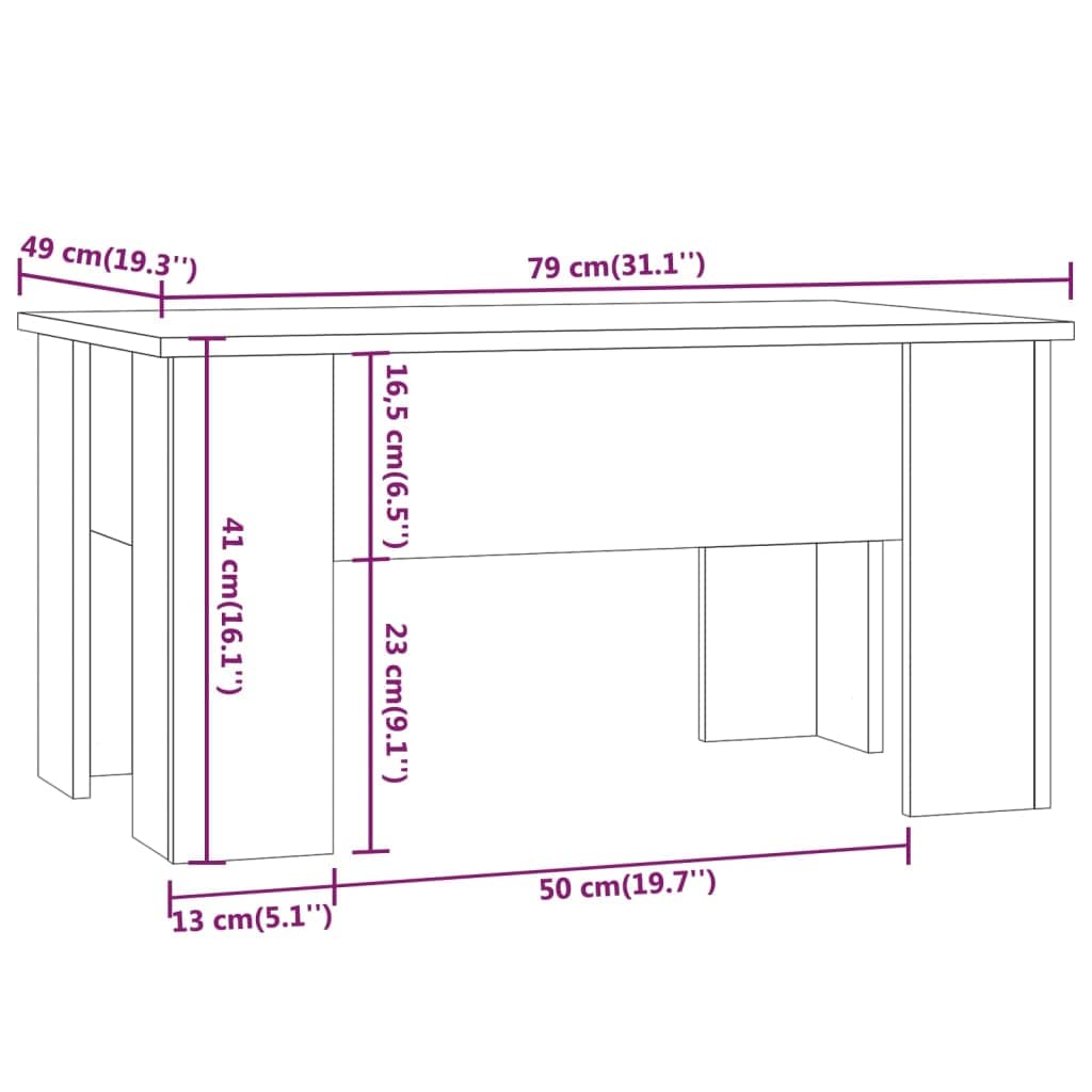 La Mesa Central de la cafetería es fácil de montarMesa de Centro Madera contrachapada Blanco 79x49x41 cm