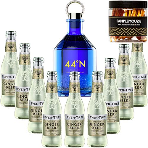 Pack Gintonic - Gin Numero 44 + 9 Fever Tree Ginger Beer Water - (50cl + 9 * 20cl) + Pot de 15 tranches de Pamplemousse…