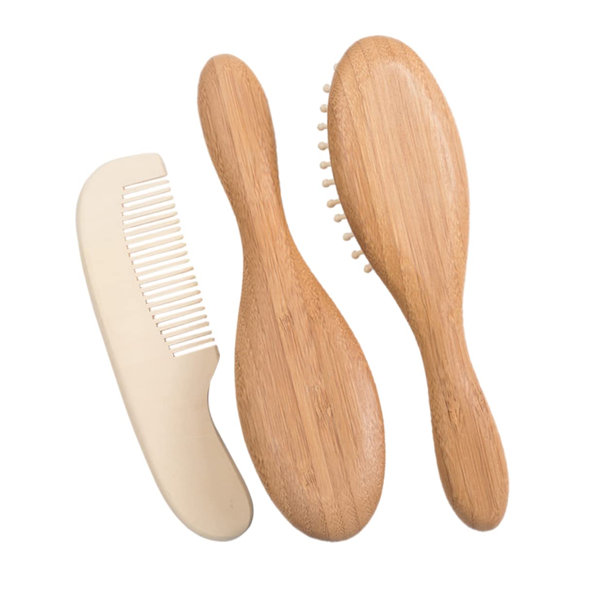 Didiseaon Juego de 2 Cepillos para El Cabello para Bebés Kit de Cuidado para Bebés Cepillo para La para La Piel del Bebé 3 Piezas