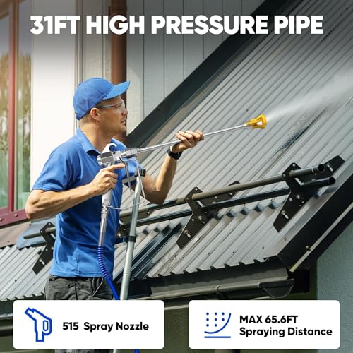 Image of 1200W Airless Paint Sprayer, 3300PSI High Efficiency Electric Paint Sprayer with Extension Rod, Thinning-Free Stand Airless Sprayer for Home Exterior and Interior, Garage, Deck, Furniture