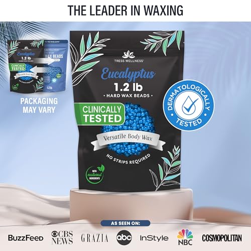Image of Tress Wellness Wax Beads - Safe for Skin - Dermatologically Tested - At-Home Kit for Bikini, Brazilian & Full Body - Eucalyptus 1.2 lbs
