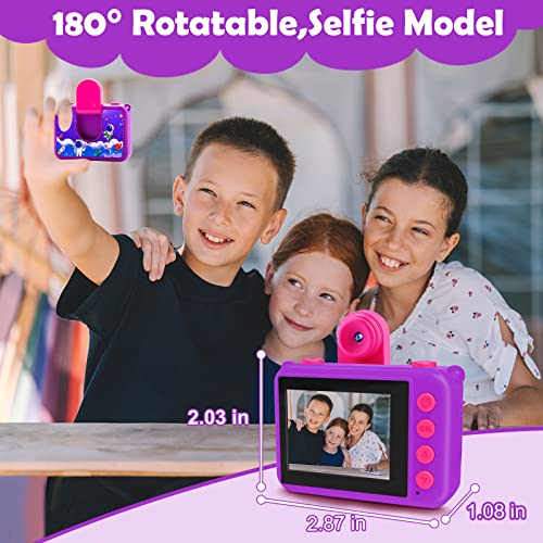 Aileho Kids Waterproof Camera Best Pool Toy For Children Birthday Gifts 1080P Kid Digital Underwater Camcorder Sports Action Cam 4 5 6 7 8 9 10 Year Girls 32G Sd Card (Dark Purple) #TOP7