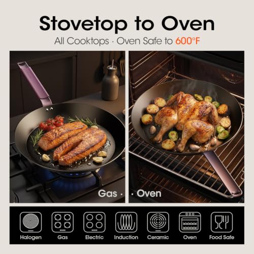 Image of 12 Inch Preseasoned Carbon Steel Frying Pan, Snowflake Texture