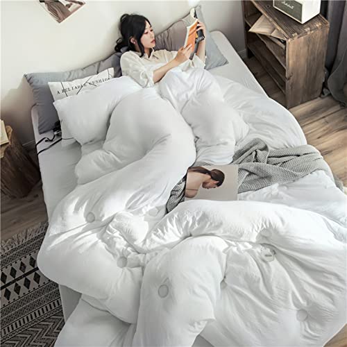 MHUQIA Couette Double Plume d'oie éDredon 150X200cm 1.25kg, Couette Chaude Anti AllergèNe Couette, Super Doux, Chaud Et Confortable, Taille Double Courtepointe ClimatiséE Hivernale Cover
