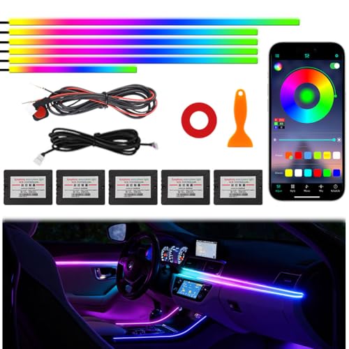 Acrylic Interior Car Ambient Lighting Kits, LED Strip Lights with Wireless APP, Neon Fiber Optic...