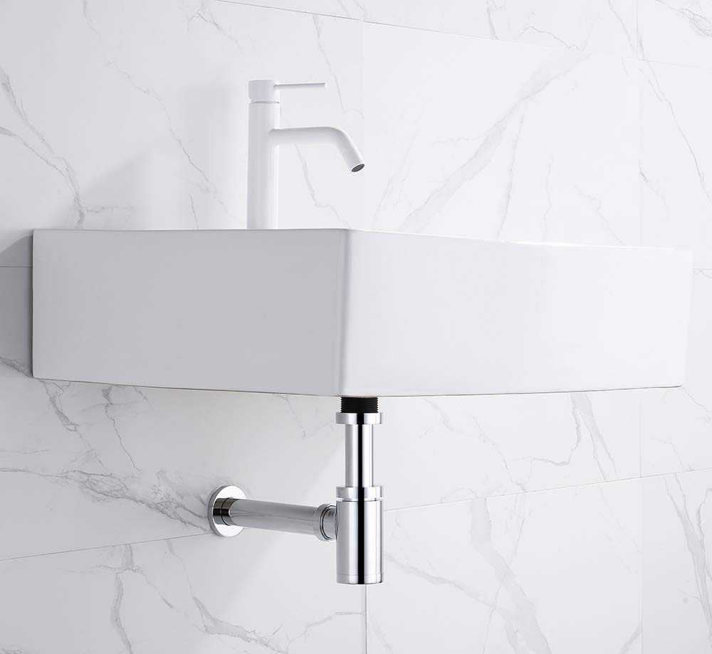Laiton Siphon de Lavabo, Keymark Universel Siphon Design 1 1/4 x 32mm, Piège à Déchets avec Extra Long Tube d'extension 200mm, Anti Odeur Anti-fuite, Chromé