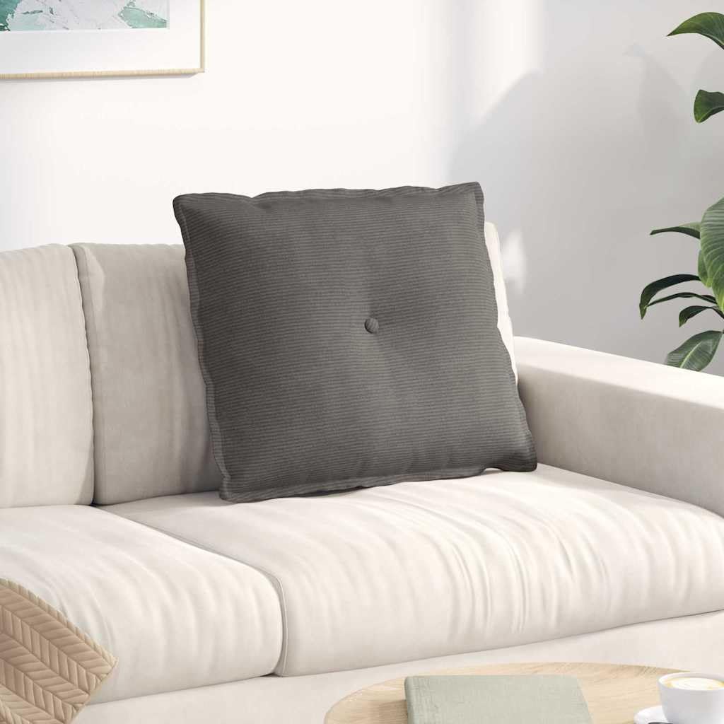 Cuscino per la schiena grigio chiaro, 60 x 50 cm, tessuto a coste con rivestimento sfoderabile, cuscino di sostegno ergonomico per divano, letto, ufficio, ideale per leggere, guardare la TV
