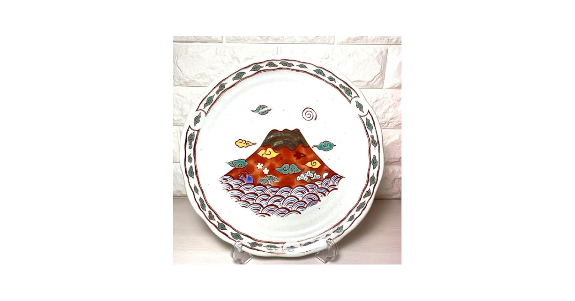 Amazon.co.jp: 前畑陶器 縁起商店 金彩 縁起富士 大皿 27.5