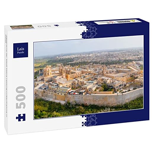 Lais Puzzle Panorama från staden Mdina fästning flygupptagning i Malta 500 delar