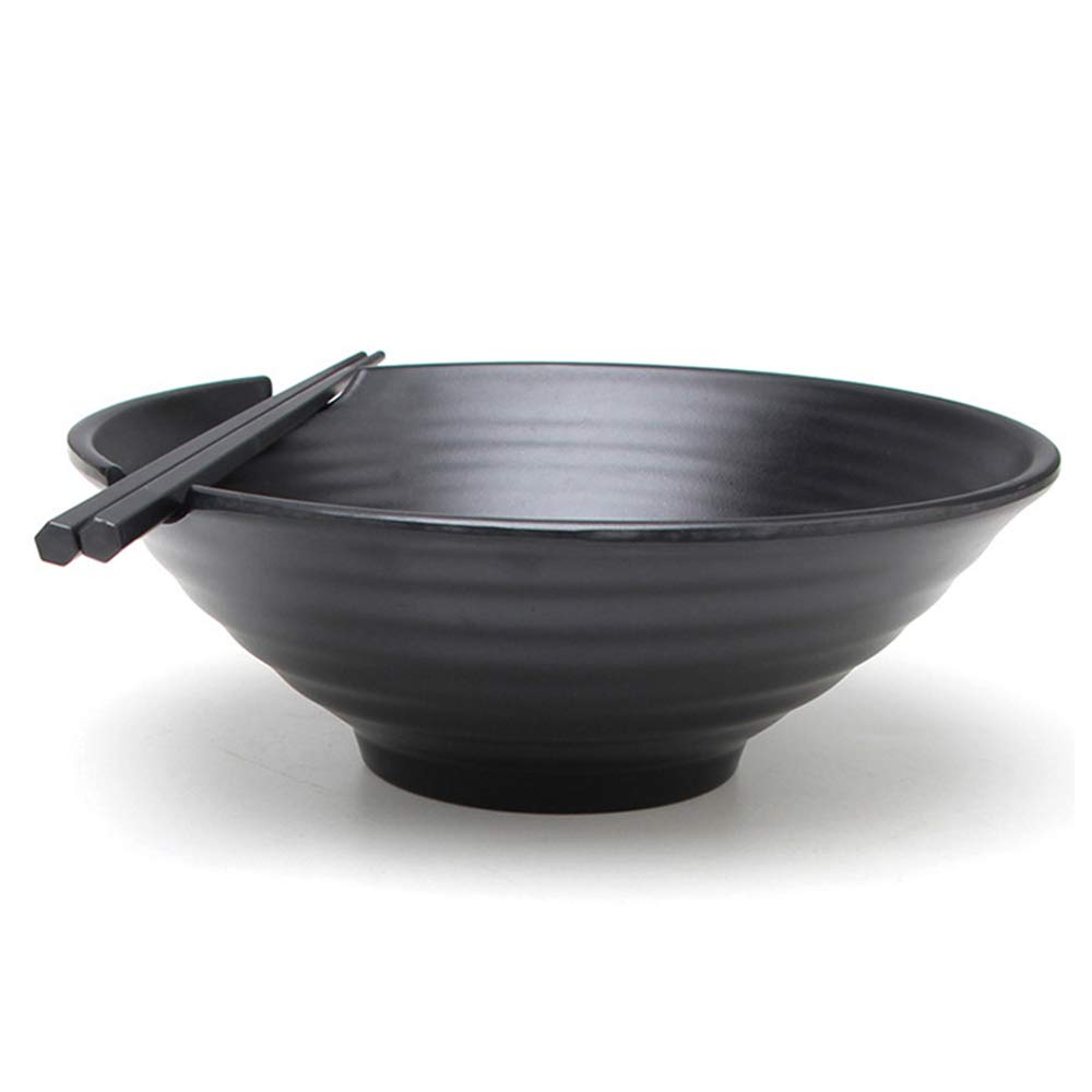 Genérico Juego de 3 tazones japoneses para Sopa de Fideos Ramen de 37 onzas, de melamina, de plástico Duro, con Cuchara y Palillos a Juego para tazones de Fideos asiáticos Udon Soba Pho y Cereales.