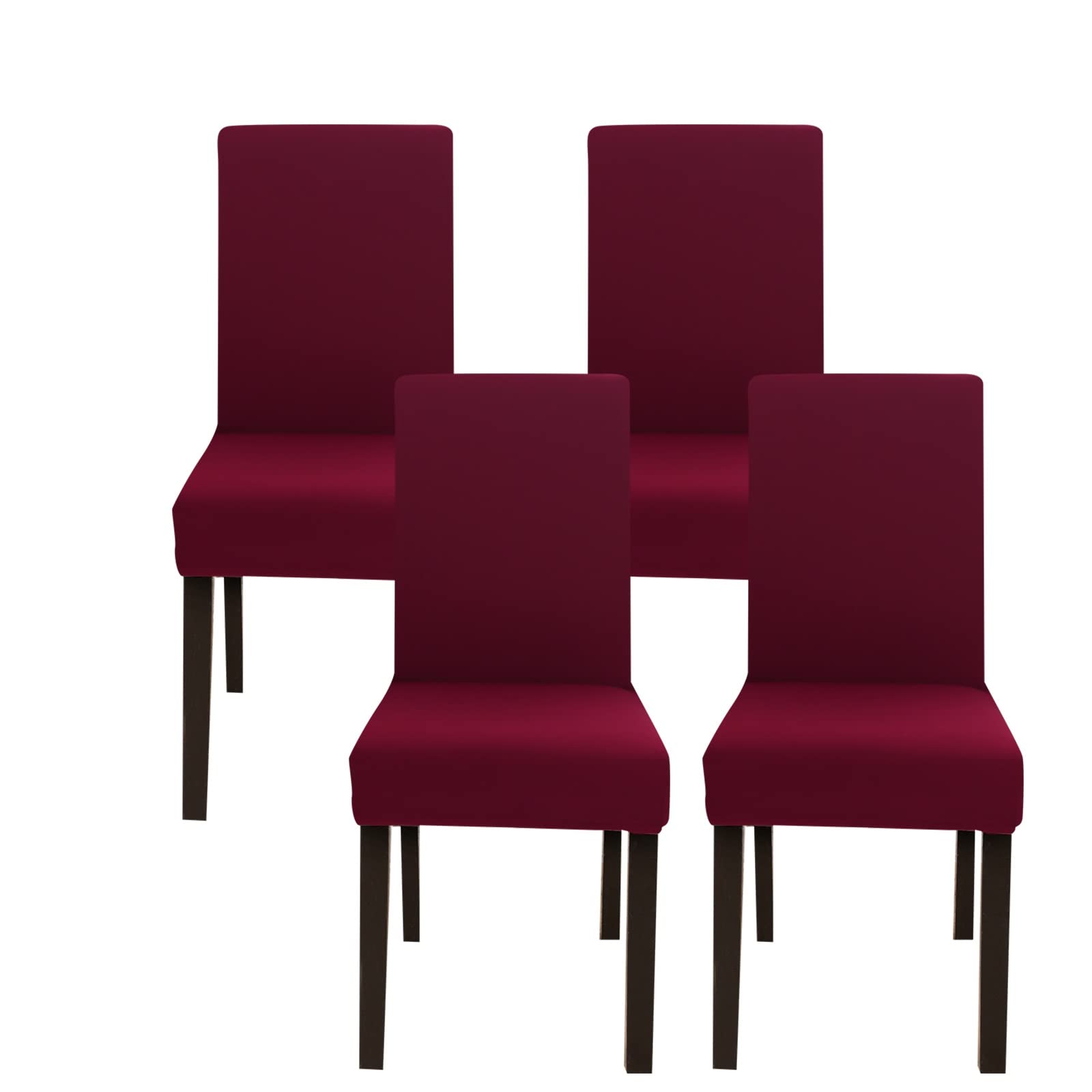 Jaotto Coprisedia con Schienale Elasticizzato 4 Pezzi,Fodere per Sedie da Pranzo Lavabile Universale Estraibile,Moderno Vestisedia per Cucina,Copertura della Sedia per Casa Ristorante(Bordeaux,4)