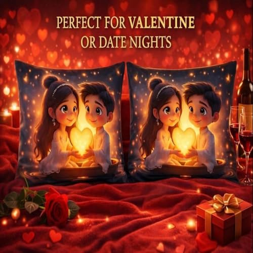Image of Romantic Love Theme Double Bed Bedsheet with 2 Pillow Covers | Valentine Special HD Digital Print Bedsheet | Soft Microfiber Comfortable Bedding | Ideal Gift for Couples