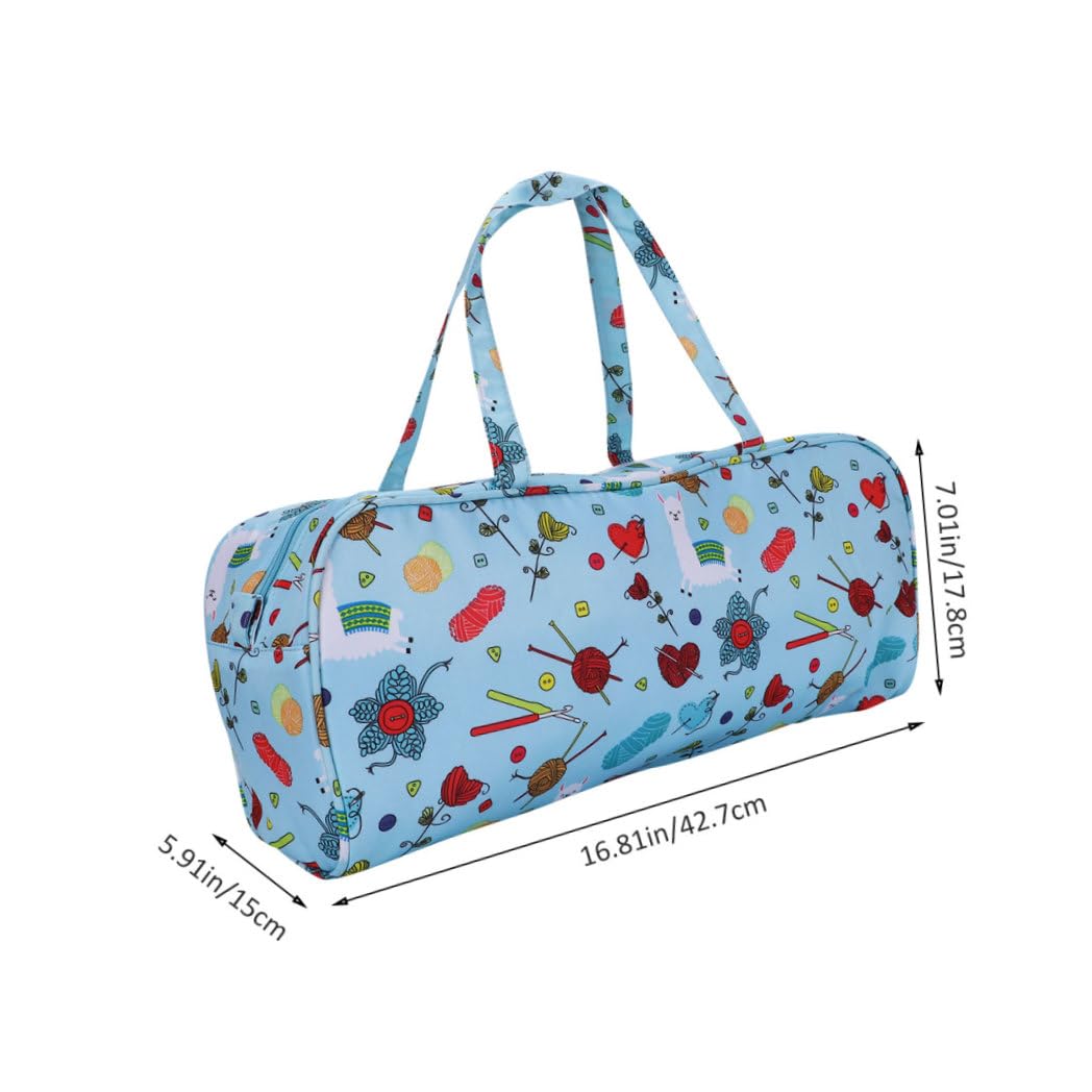 Borsa Accessori Uncinetto Tasche e Uso Domestico per Grande Capacità Oxford, Chiusura Cerniera Manico, Multi-scomparti Filati