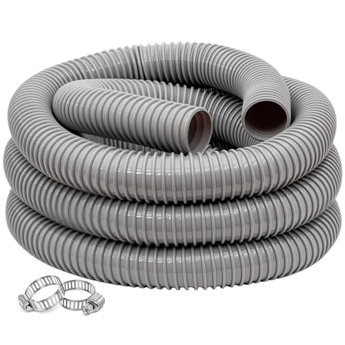 Dust Collection Hose 2 in 5 ft Heavy Duty Flexible PVC Reinforced Thicken Helix Suction Discharge Corrugated Pipe Hose for Fume Dust Collector Fitting Wood Chip Saw (2 inch gray hose)