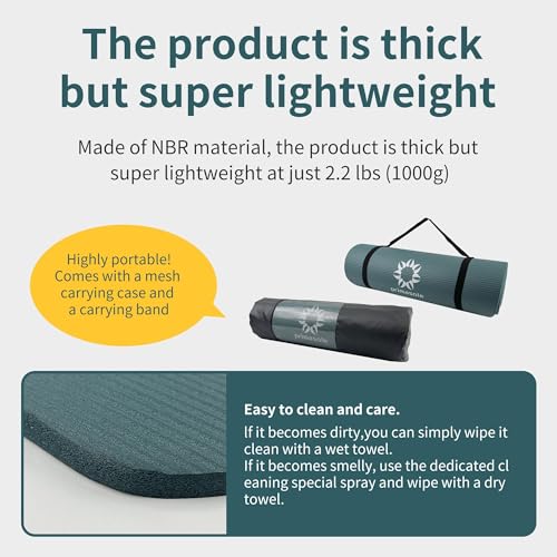 Image of Primasole Thick Yoga Mat, 1 /2-Inch Extra Thick NBR Mat with Enhanced Stability - Textured Design, Lightweight Mat with Carrying Strap & Case for Yoga, Pilates, Gym & Home Use (Multiple Colors)