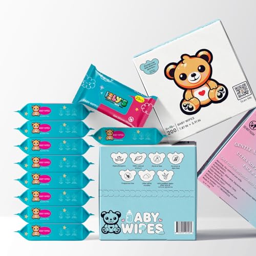 Ioly's Baby Wipes Unscented Wet Wipes 99% Water Based with Aloe Vera Fragrance Free Travel Pack 20 ct Hypoallergenic Water wipes for Sensitive Skin Toallitas Húmedas para Bebés Bulk Available