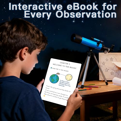 Telescope for Kids 50mm 100x Magnification Beginner Telescopio with Tripod, 2 Eyepieces & Finder Scope, STEM Educational Gift for Boys & Girls Ages 6-12, Portable Kids Telescope for Astronomy by Luzsco - Image 5