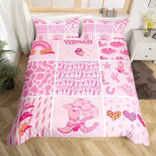 Housse de couette cowgirl rose pour chambre d'enfant style patchwork Loussiesd - 7