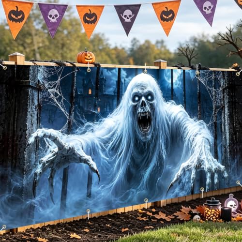 Image of Halloween Garage Door Decorations 7 x 16 ft, Ghoul Gate Cover