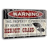 BAYABU Targhe in metallo con granchio eremita, accessori per granchio, segnale di avvertimento esotico per animali domestici, decorazione da parete, 20,3 x 30,5 cm