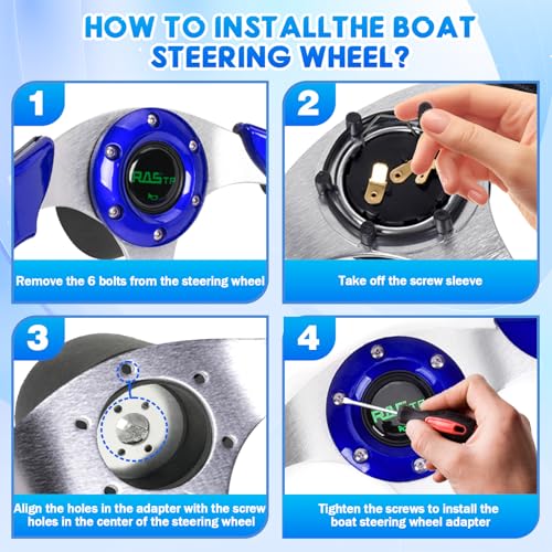 image for RASTP 12.6 Inch Boat Steering Wheel with 3/4“ Axle Marine Steering W