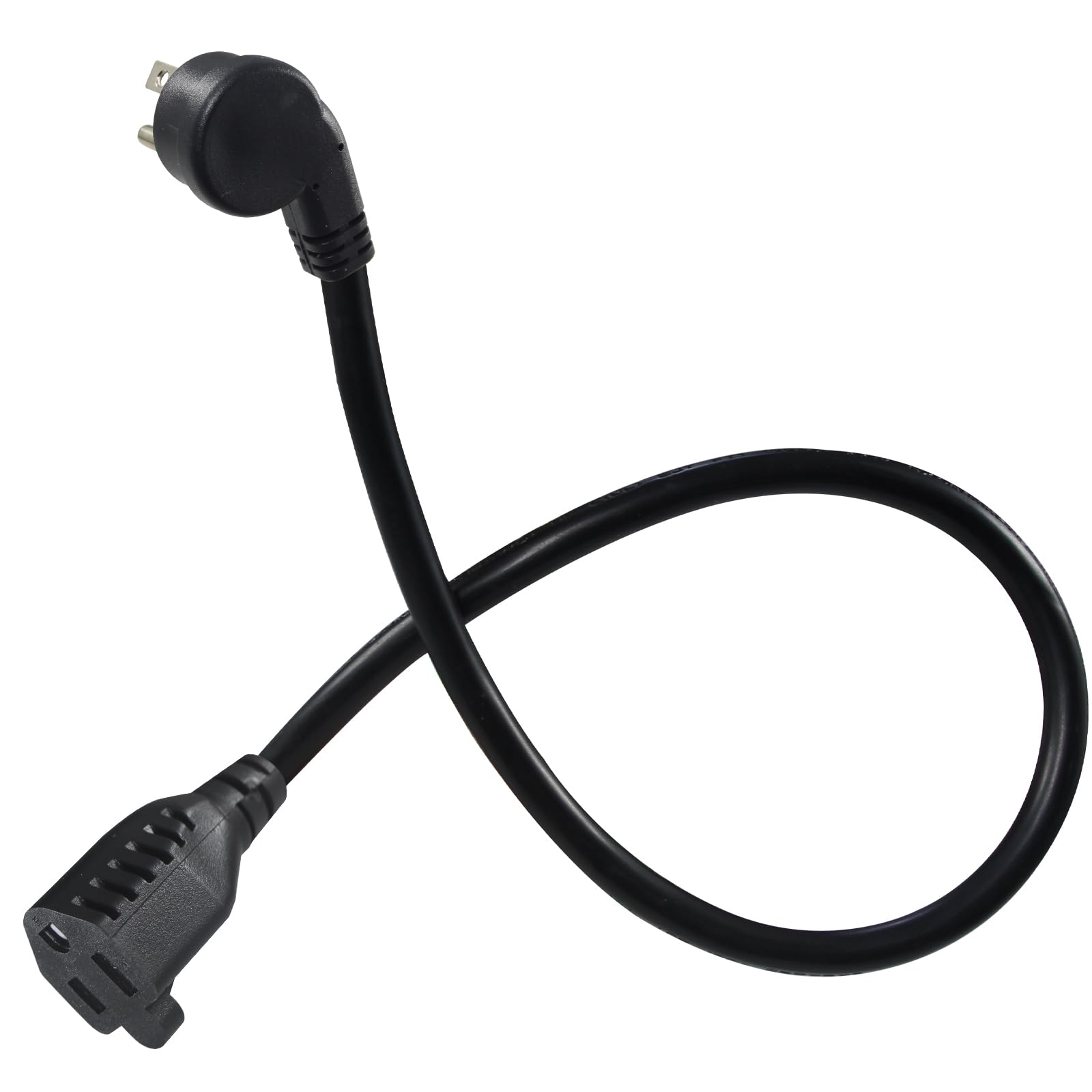 SPARKING 1.5FT Short Extension Cord with Flat Plug - Black Low Profile Flat Wall Head Short 3 Prong Grounded Extension Cord,16AWG SJT,125V 13A AC Small Appliance Indoor Flexible Extender Cord [3PACK]