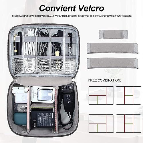 Styleys Polyester Double Layer Electronics Accessories Organizer Bag Gadget Organizer Case,Portable Zippered Pouch For All Gadgets,Hdd,Power Bank,Usb Cables,Power Adapters,Etc (Grey_S11029)
