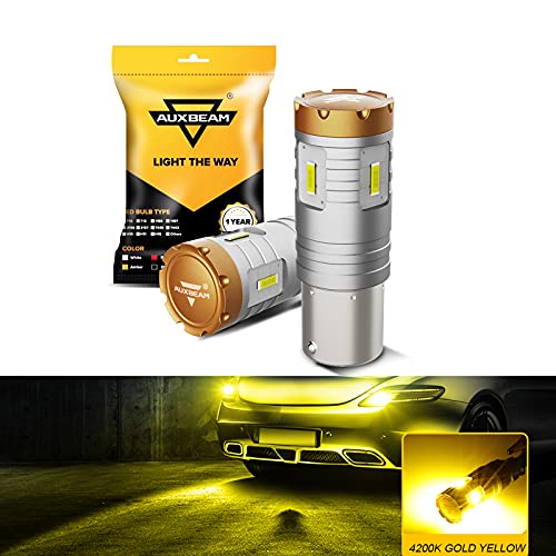 Auxbeam 1156 BA15S P21W 7506 LED Turn Signal Light Bulbs Yellow, 4200K 10000 Lumens 20W 1860 SMD Chips Error-free Replacement for Parking Reverse Light, Back Up Light, Tail Light, Brake light