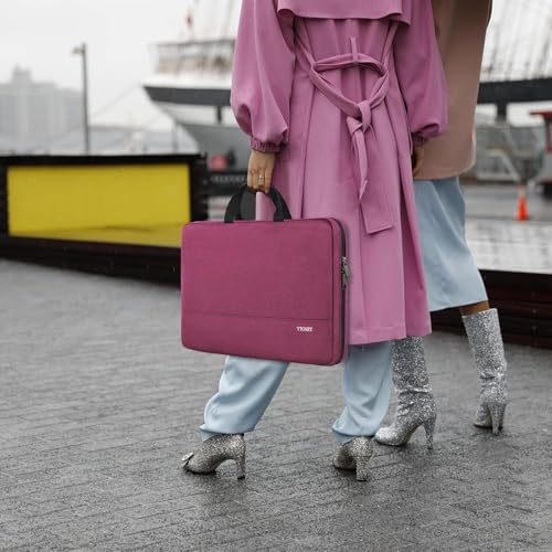 Image of Ytonet Laptop Case 15.6 Inch, TSA Laptop Sleeve Cover with Handle for Women | Compatible with HP Dell Lenovo Asus Notebooks, Computer Carrying Case, Protective, Slim, Purple Red
