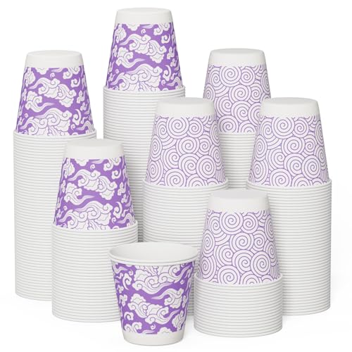 JOLLY CHEF 300 Pack Bathroom Paper Cups 3 oz Small Disposable Mouthwash Cups for Bathroom (Purple)