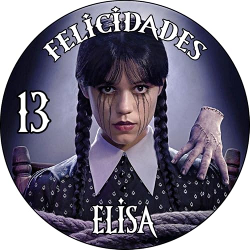 MDA Foto Comestible, OBLEA o Papel de AZÚCAR, MERLINA, WEDNESDAY, MIERCOLES ADDAMS, Personalizada Foto con Texto, Foto Comestibles para Tartas y Magdalenas. Varios Tamaños. Disco 4
