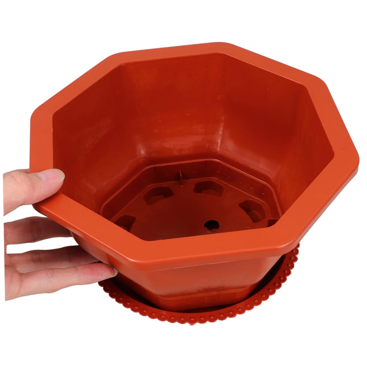 Rouges en PP Pots Octogonaux Faciles à Nettoyer et Entretenir Lot de 5 pour Plantes Succulentes pour Décoration de Jardin Extérieur