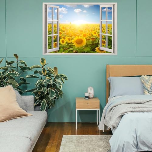 Vinilo decorativo de pared girasol 40x56.5 cm miniatura 3