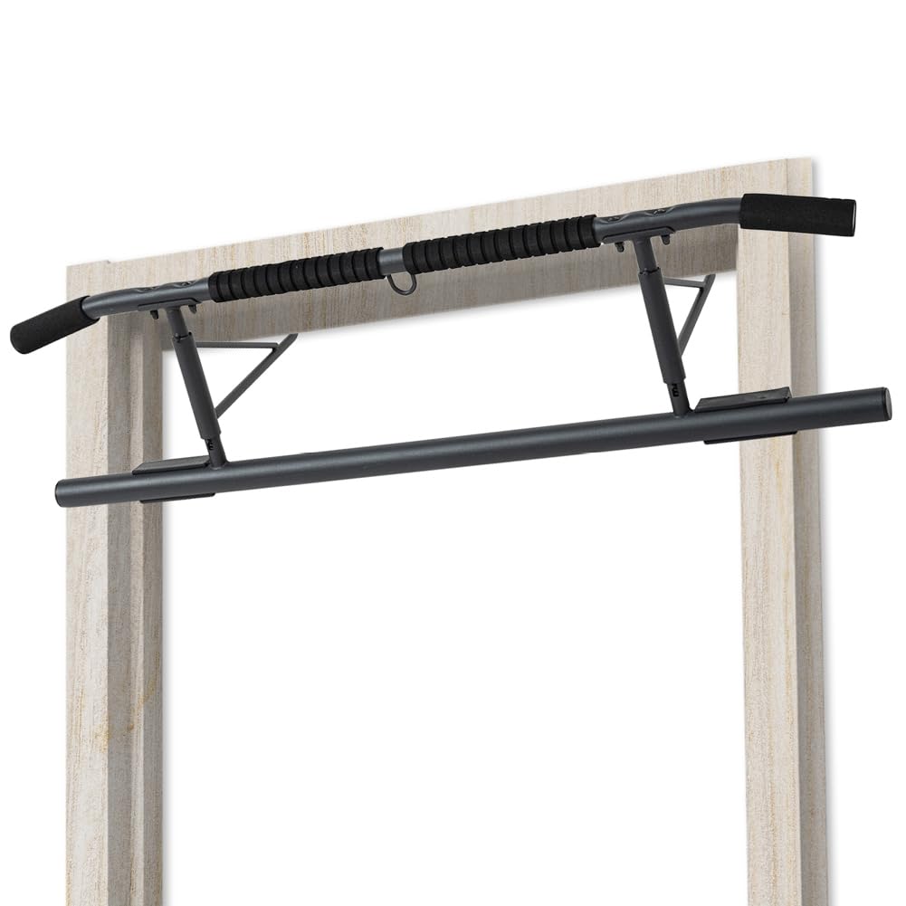 SPORTINATOR® Premium Klimmzugstange für jeden Standard Türrahmen, Maße 100 x 27 x 34 cm, mit gepolsterten Griffen und Öse für Boxsack, faltbares Design