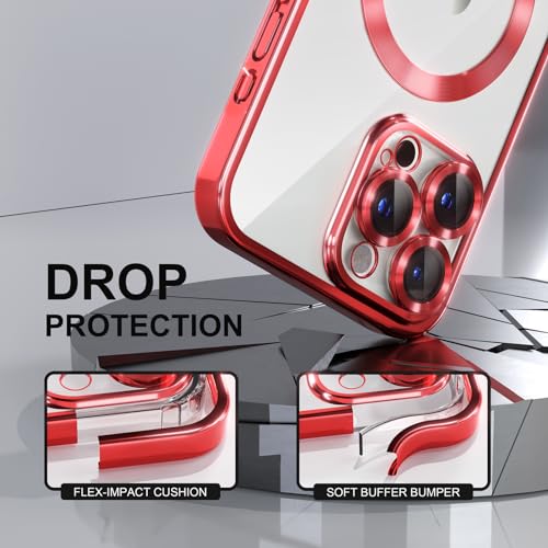 Image of Misea Magnetic for iPhone 15 Pro Case Compatible with MagSafe Red