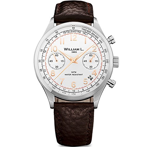 William L. Reloj Cronógrafo para para Hombre de Cuarzo con Correa en Cuero WLAC01BCORBM
