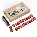 20pcs Red Spline Drive Lug Nuts - 12x1.5 Thread Size - 1.4 inch Length - Open End - Cone Acorn Taper Seat - Includes 1 Socket Key Tool - Fits Acura Chevy Honda Lexus Mazda Scion Toyota Hyundai Tuner