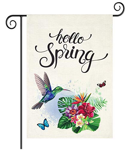 YHmall Hummingbird Spring Garden Flag Double Sided Floral Birds Yard Home Decorations Flags 12.5" x 18"