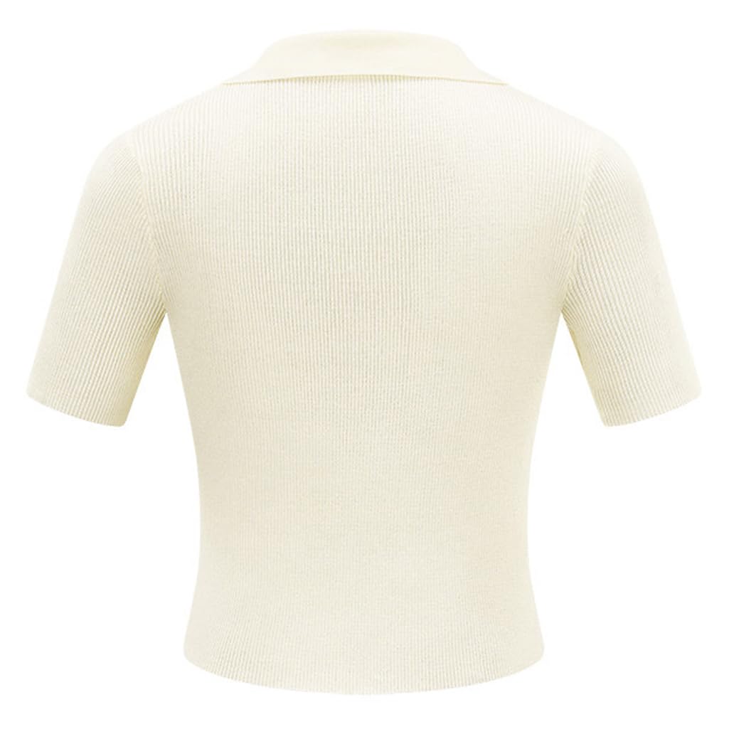 LANGWEI Polo da Golf da Donna T-Shirt Estiva Comoda con Scollo A V A Maniche Corte in Maglia per Abbigliamento Sportivo