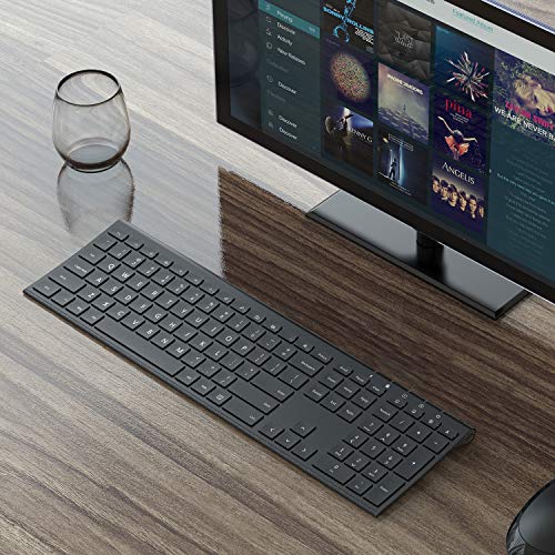 Rechargeable Wireless Keyboard, Jelly Comb 2.4GHz Full Size Ultra Slim Keyboard for Computer / Desktop / PC / Laptop / Surface / Windows OS