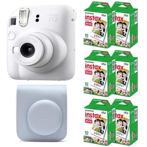 Image of Fujifilm Instax Mini 12 Instant Film Camera (Clay White) w /Case + Extra Film