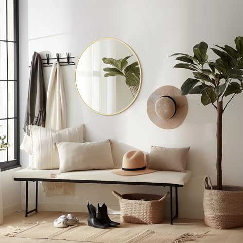 Image of WallBeyond 20 inch Round Mirror Gold Circle Wall Mirror for Bathroom with Metal Framed, Round Wall Mirror for Wall Decor, Vanity, Entryway Living Room