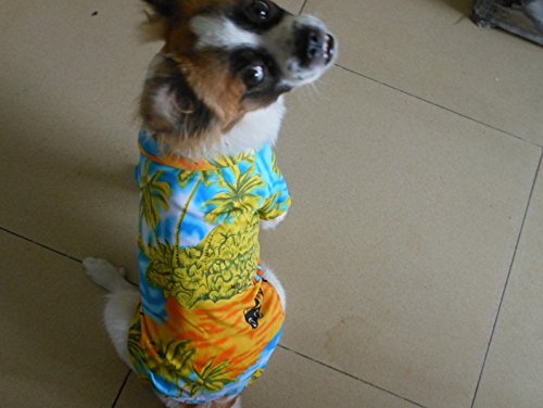 Tangpan Hawaiian Beach Coconut Tree Print Dog Shirt Summer Camp Polo Shirt Clothes Pet Puppy (Yellow, L) #TOP2