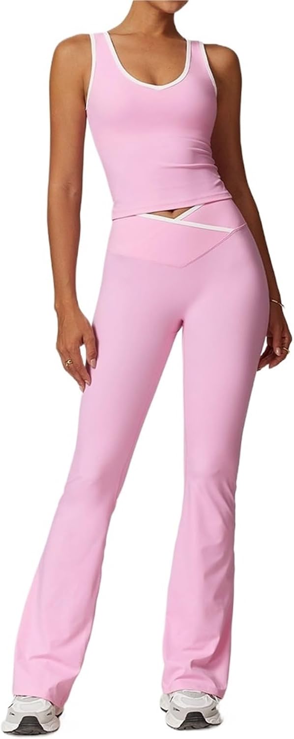 Workout Sets for Women Women Yoga Set 2 Pieces Fitness Sportswear Gym Tracksuit High Waist Leggings Sports Bra Athletic Wear