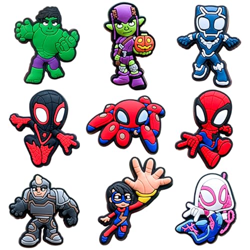 9Pcs Cartoon Shoe Charms for Croc Clogs Sandals Cute Shoe Decorations