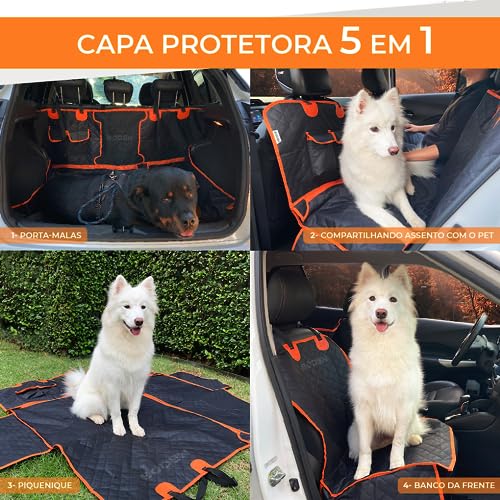 Capa Protetora Pet Impermeável Para Banco De Carro 5 em 1 Com Cinto
